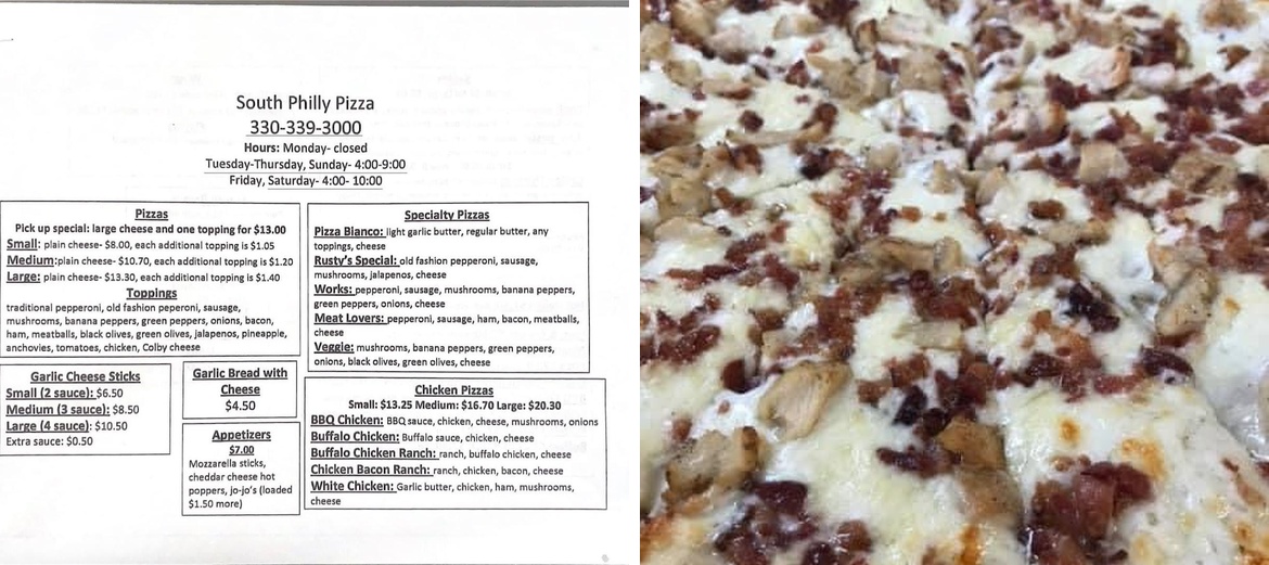 South Philly Pizza Menu