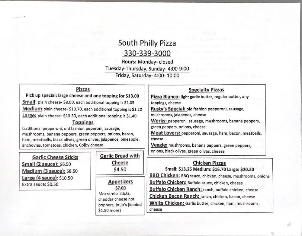 South Philly Pizza Menu image 1